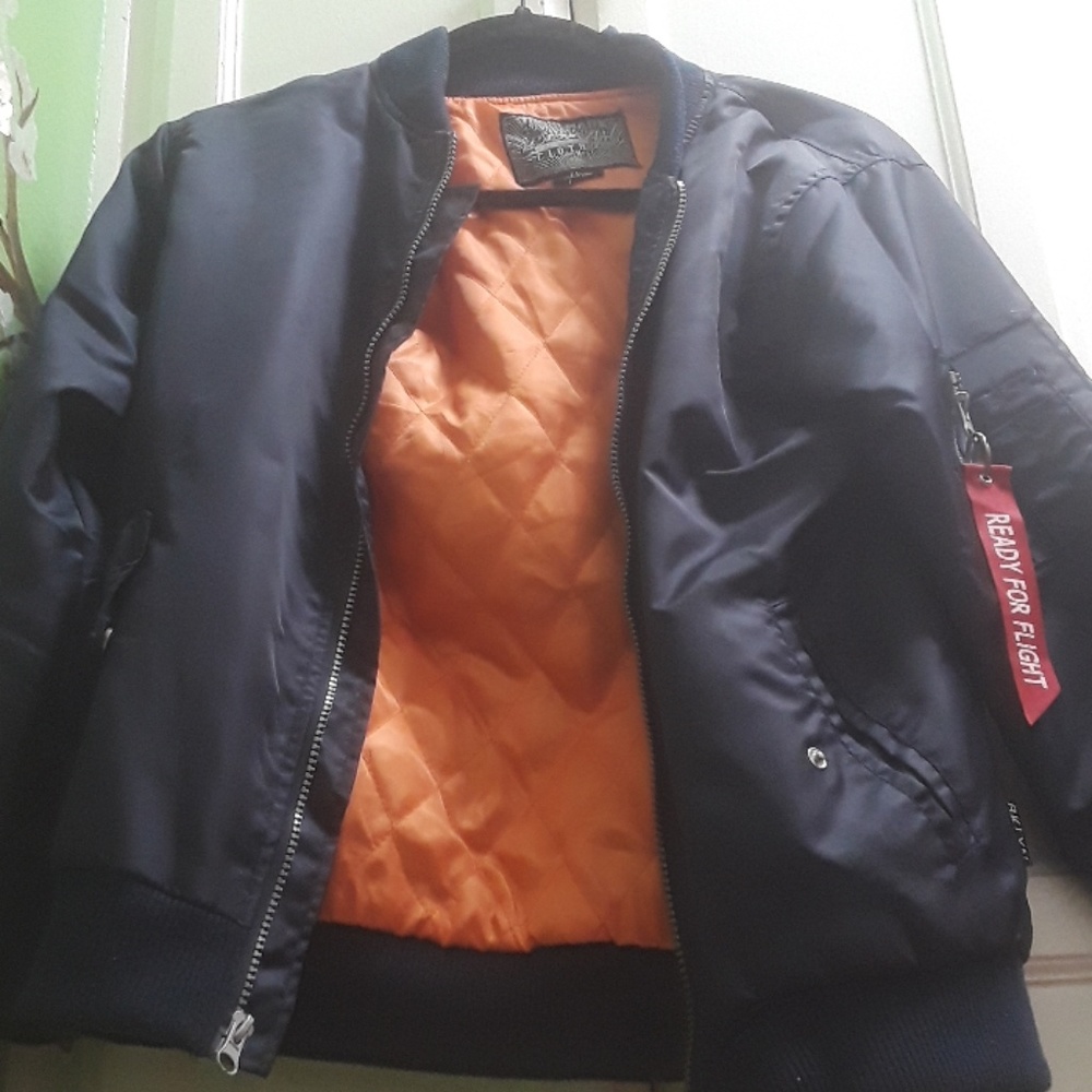 Navy blue bomber jacket